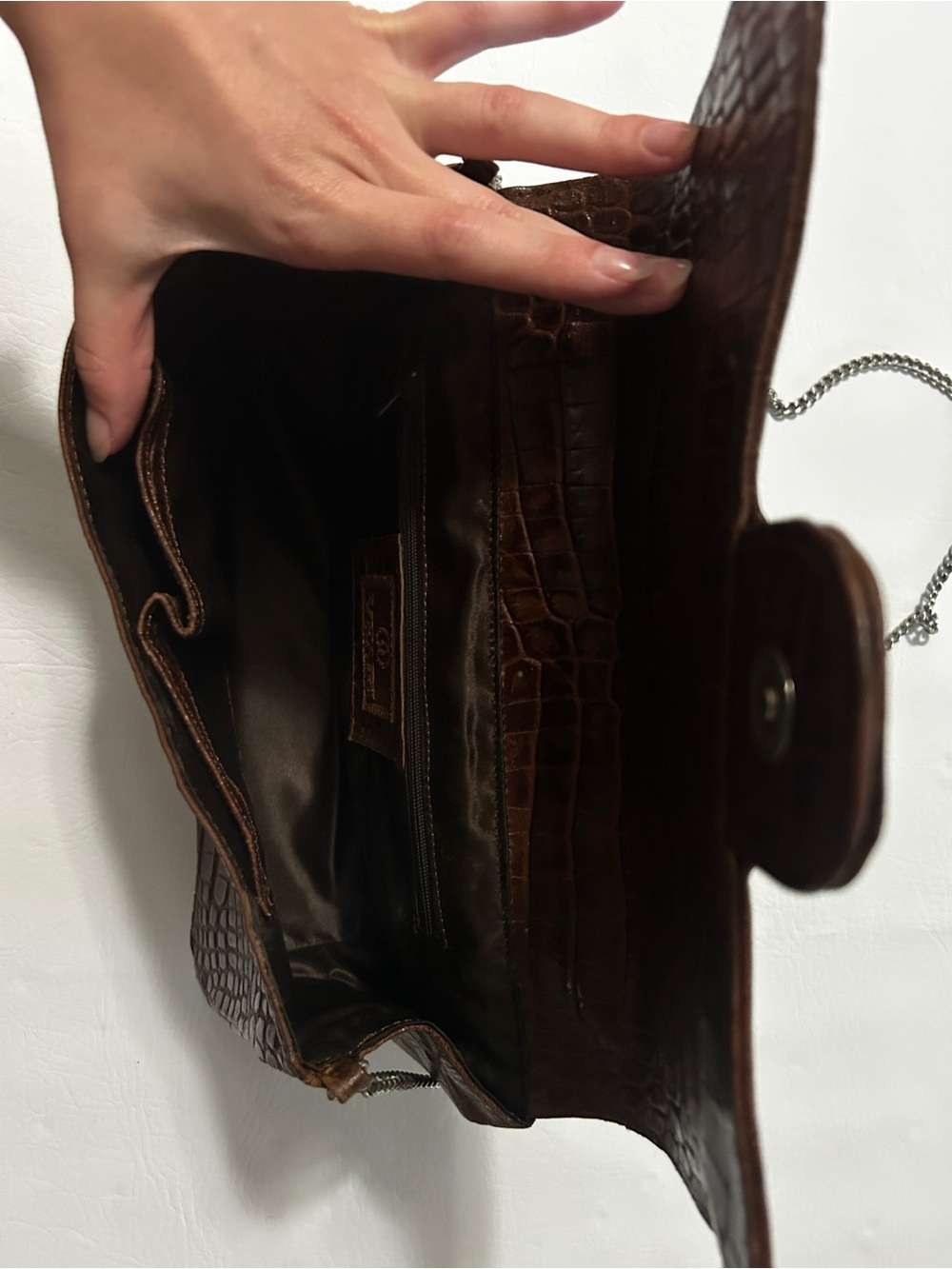 Genuine Veari ALLIGATOR CROCODILE SKIN Brown Purse - Picture 6 of 9